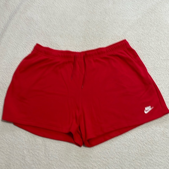 Nike Women's Sportswear Plus Size Club Fleece French Terry Shorts - Red NWOT - Picture 1 of 11